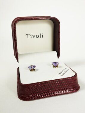 Tivoli stud Earrings Purple Sterling silver cubic Zirconia in Box